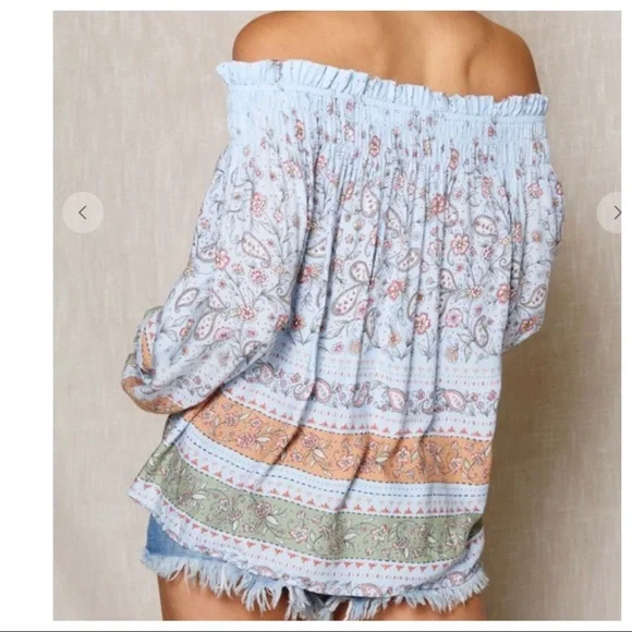 #18 Pauline Boho Smocked Off The Shoulder Top - Picture 6 of 7